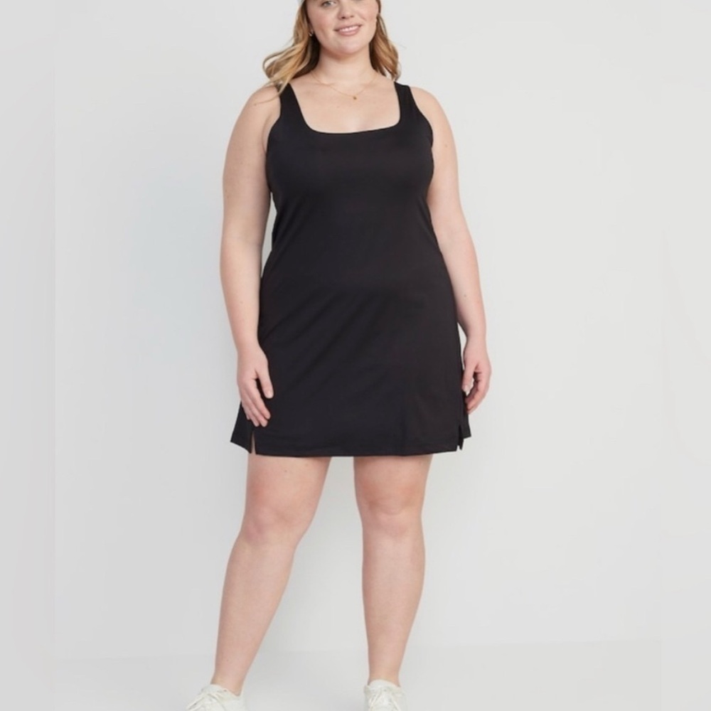 Old Navy Active PowerSoft Squareneck Black Exercise Dress - Picture 3 of 7